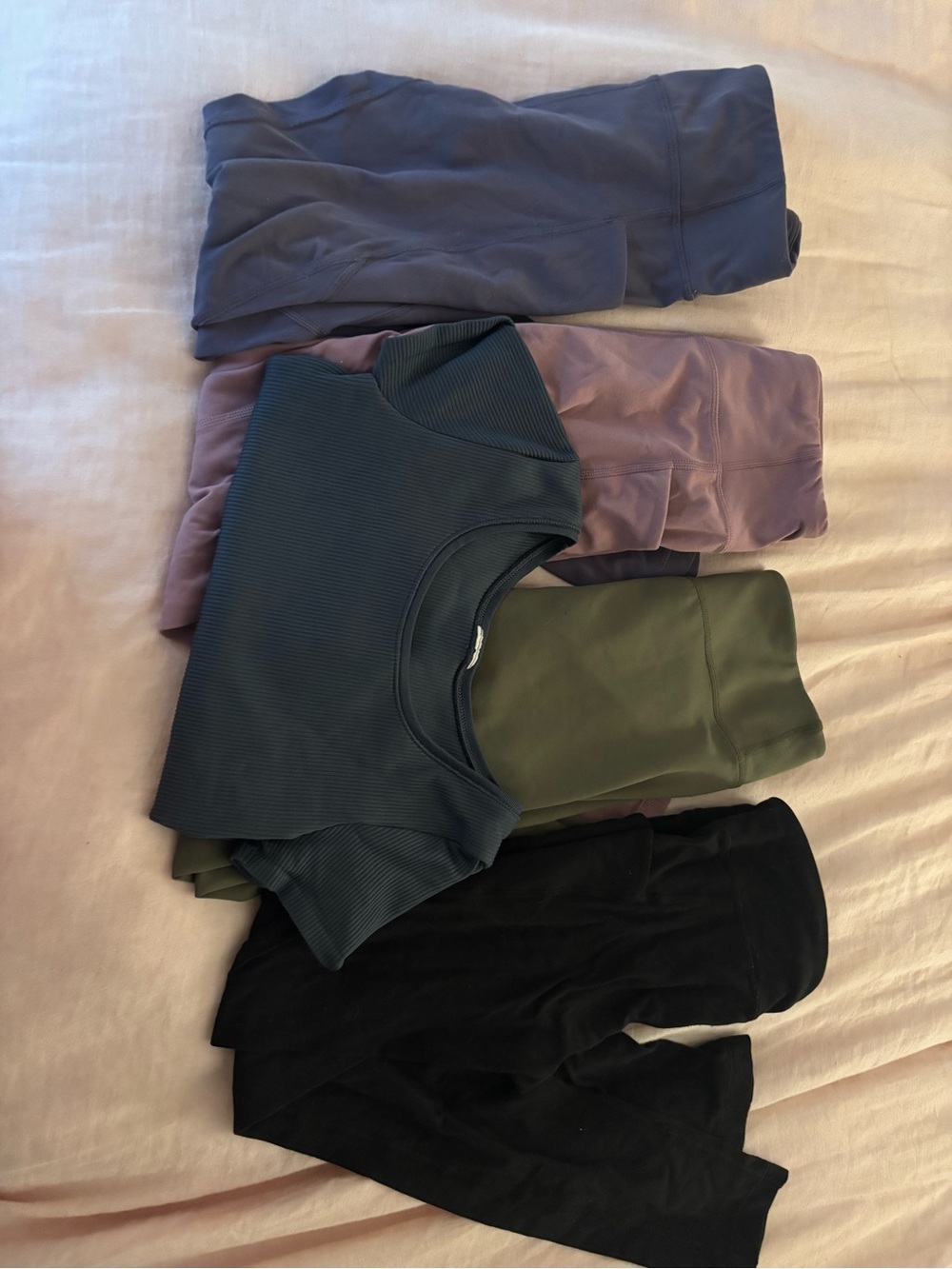 Athleta Kids Ribbed Short-Sleeve Top and Leggings Set - Black, Olive, Purple